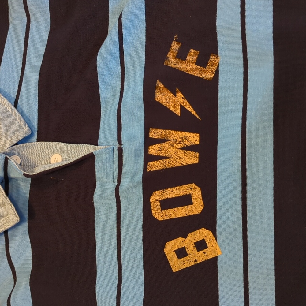 Bowie, David Bowie, Black And Blue Striped Rugby Shirt. Xl - Picture 5 of 8